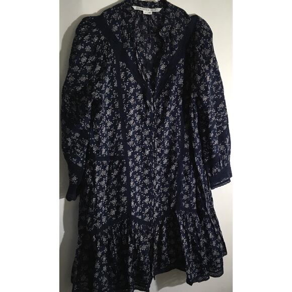 Veronica Beard Nayari Marine Blue White Floral Voile Midi Dress Women's Size 10 - Picture 5 of 7